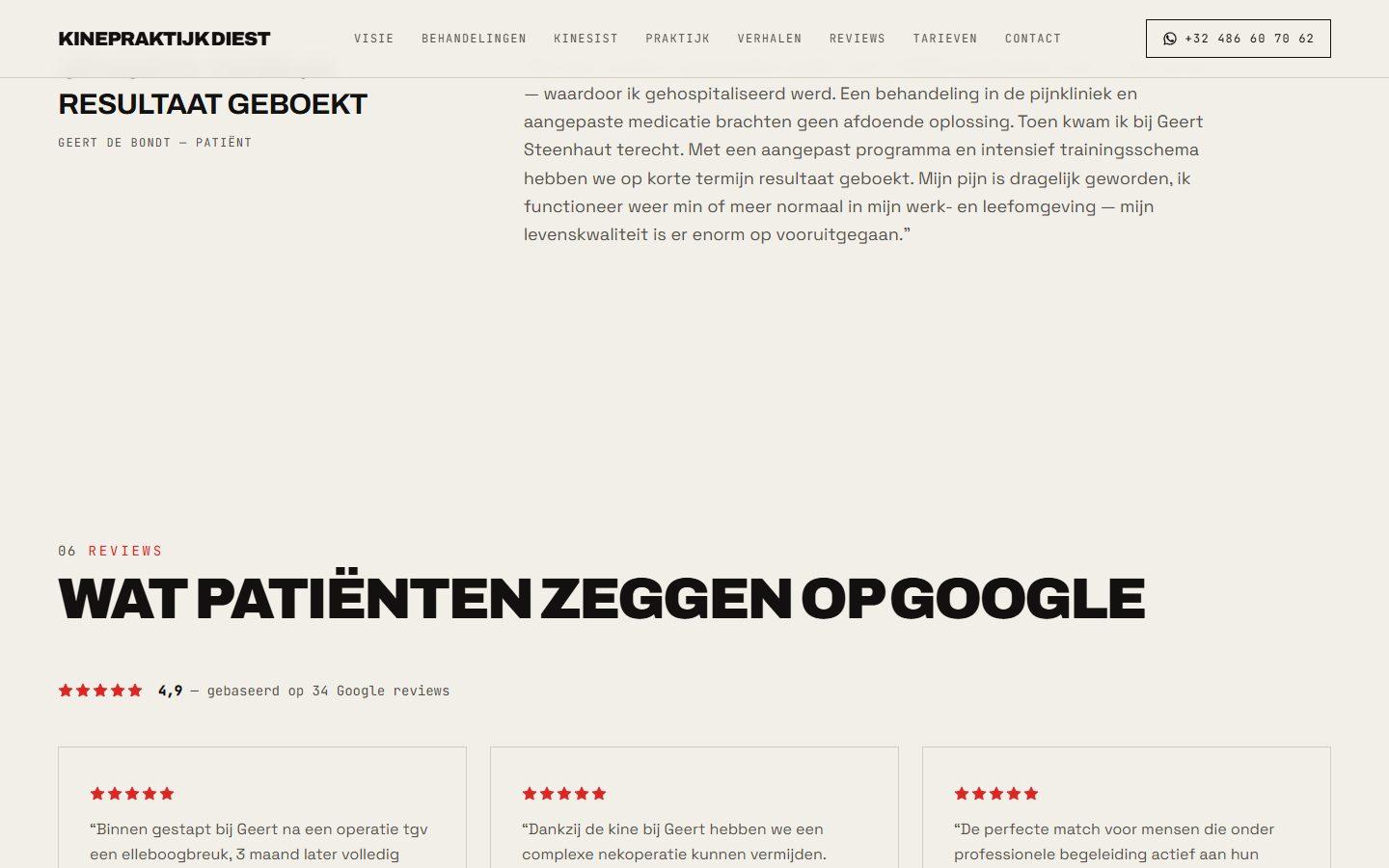 Kinepraktijk Diest: verhalen en Google-reviews van patiënten